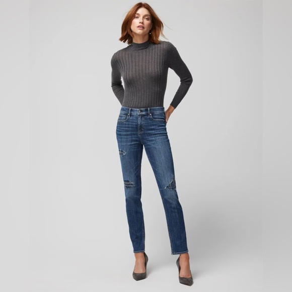 White House Black Market Denim - White House Black Market distressed slim ankle jeans